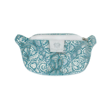 WAIST BAG BLUE SUEDE WITH PRINT