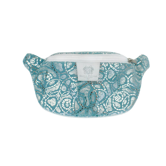 WAIST BAG BLUE SUEDE WITH PRINT