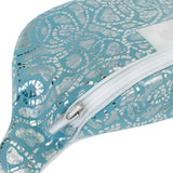 WAIST BAG BLUE SUEDE WITH PRINT